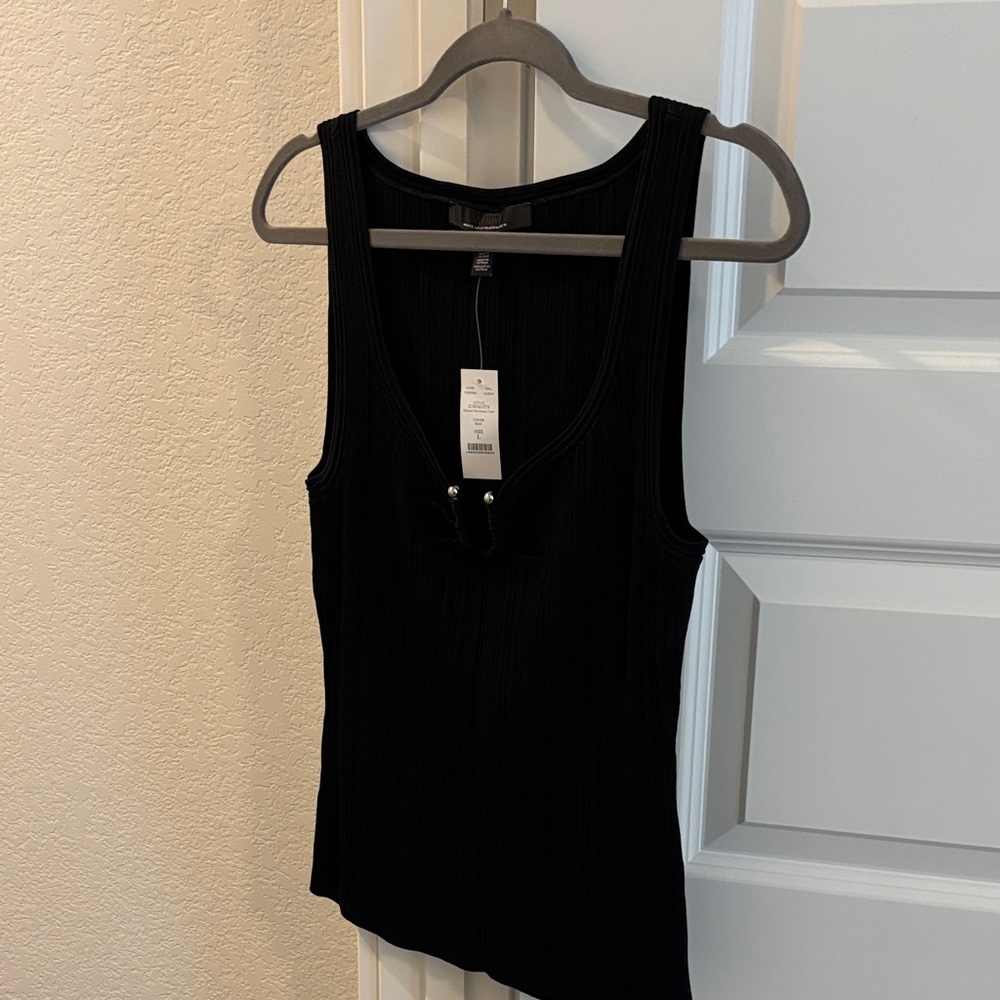White House Black Market Black Ribbed Tank Top